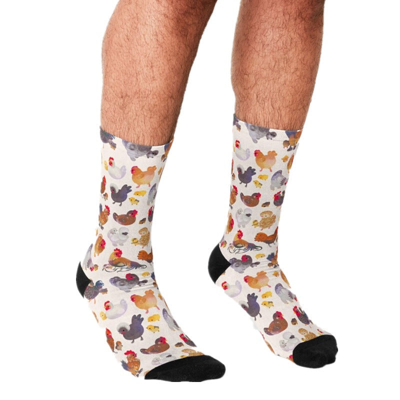 Men's Cartoon Unique Europe And America Cross Border Athletic Socks Digital Printing Lovers' Socks - Mubimart -  