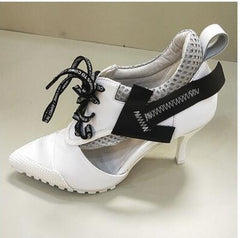 White Lace-up Personality Fashion Casual Sports High Heels Women