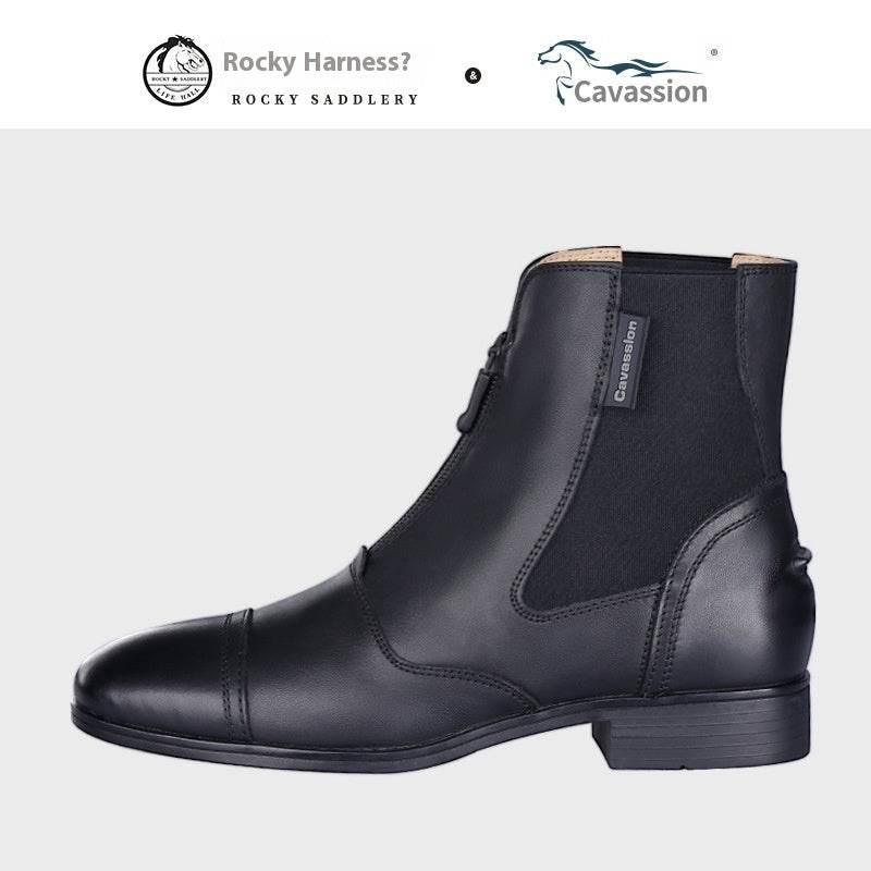Riding Equestrian Cowhide Ankle Boots - Mubimart