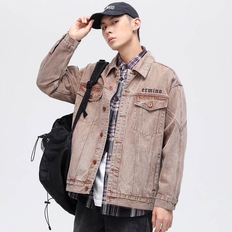 Mens Vintage Denim Jacket Cross - Mubimart