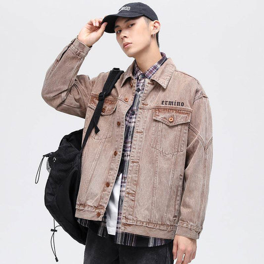 Mens Vintage Denim Jacket Cross - Mubimart
