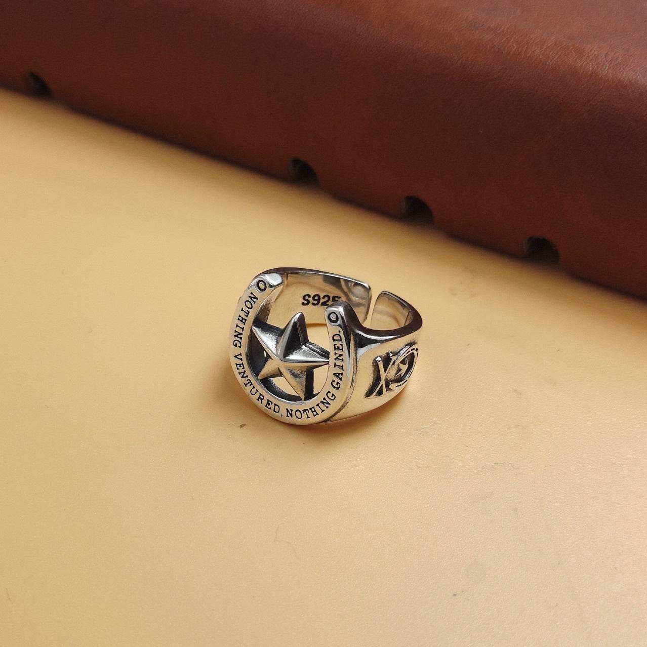 S925 Sterling Silver Pentagram Ring Men - Mubimart