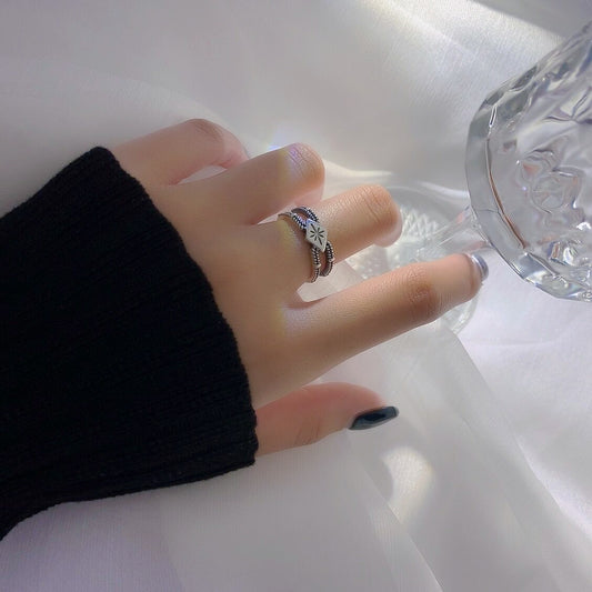 S925 Sterling Silver Thai Silver Smiley Ring Women