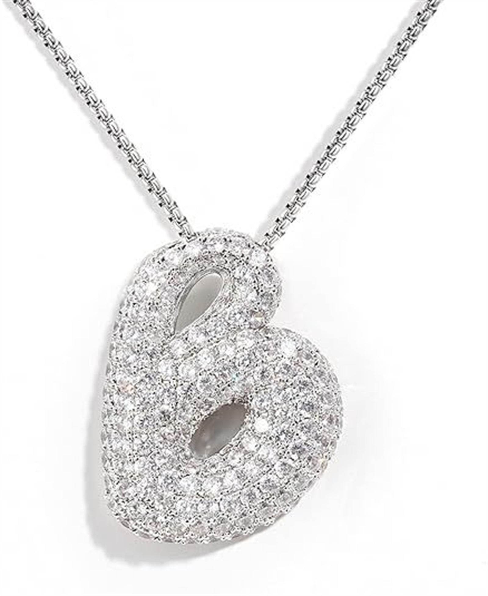 Brass Zircon Balloon English Letter Necklace - Mubimart