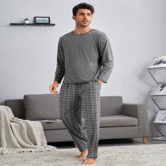 Thin Section Plaid Loungewear Outer Pants Men's Suit - Mubimart - Loungewear 