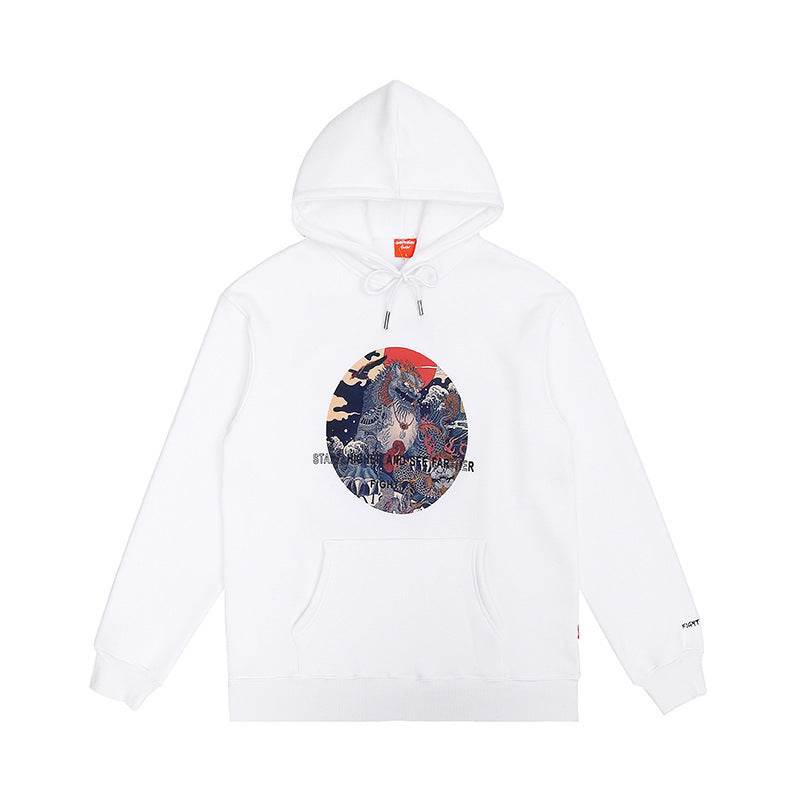 Chinese Style Sweater Mens Unic Orn Print Hoodie - Mubimart
