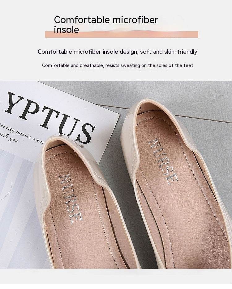 Flat Female Square Toe Low-cut Low Heel Work Casual Women's Shoes - Mubimart