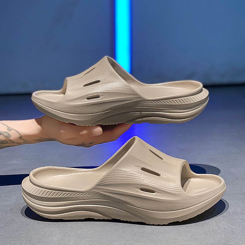 Wear-resistant Beach Sandals Outdoor Leisure Shit Feeling Home Single Strap Slides Trendy Shoes - Mubimart