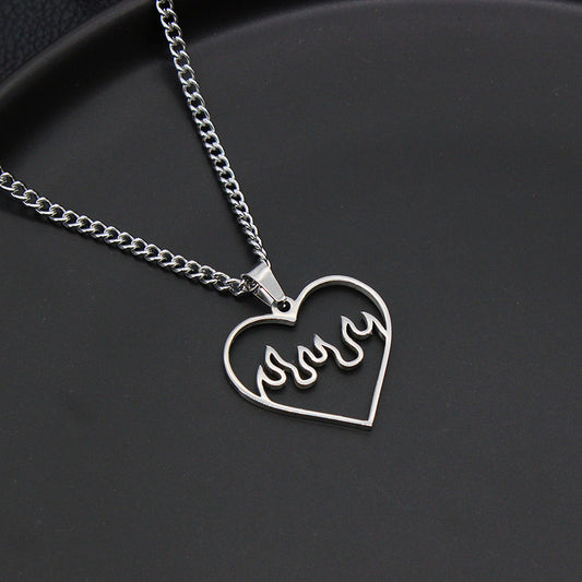 Love Flame Couple Necklace Jewelry Stainless Steel