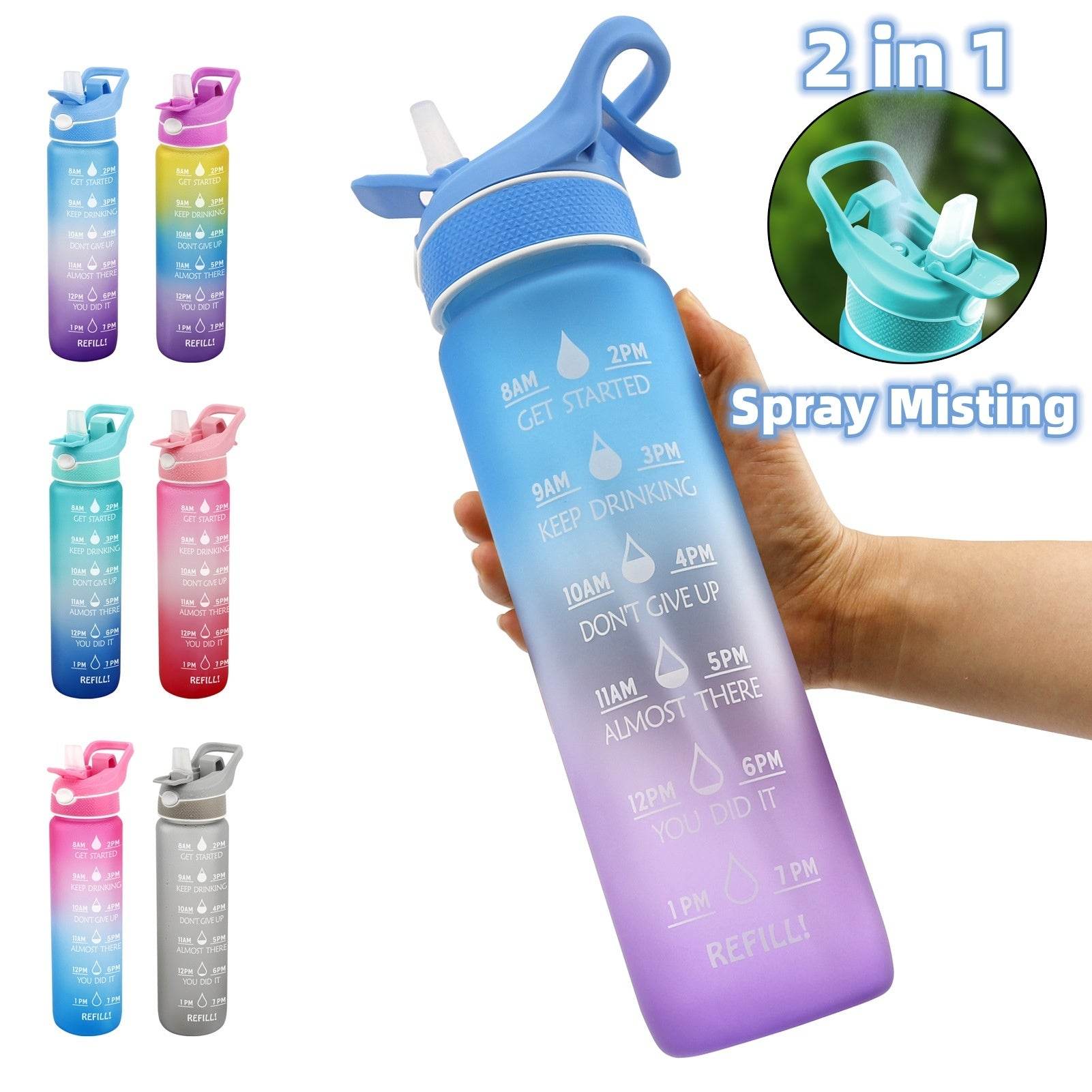 Water Bottle Scrub Bounce Cover Straw Space Cup Sports Water Bottle - Mubimart