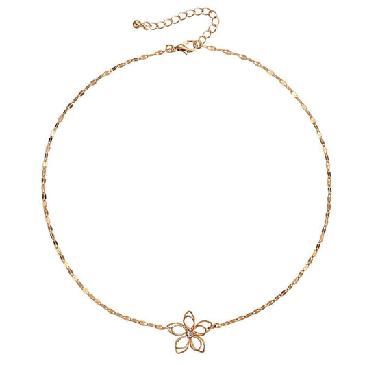 Simple Clavicle Chain Hollow Lotus Necklace Women - Mubimart