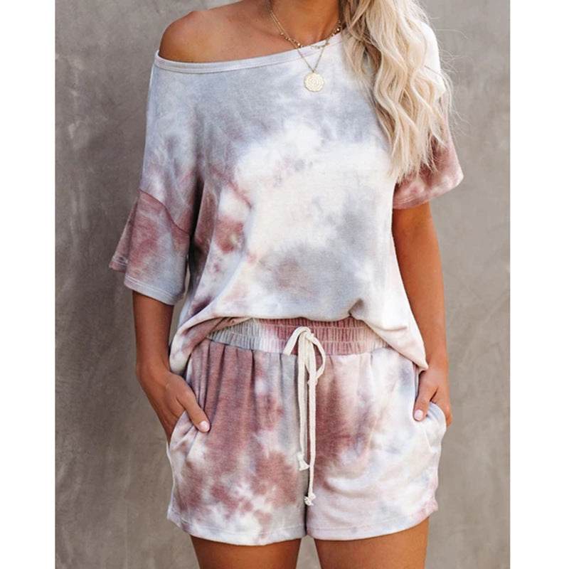 Tie-dye Print Pajamas Loungewear Tracksuit - Mubimart