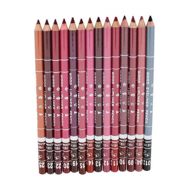 12 Colors Dark Coffee Brown Black Rose Red Eyebrow Eyeliner Lip Pencil - Mubimart