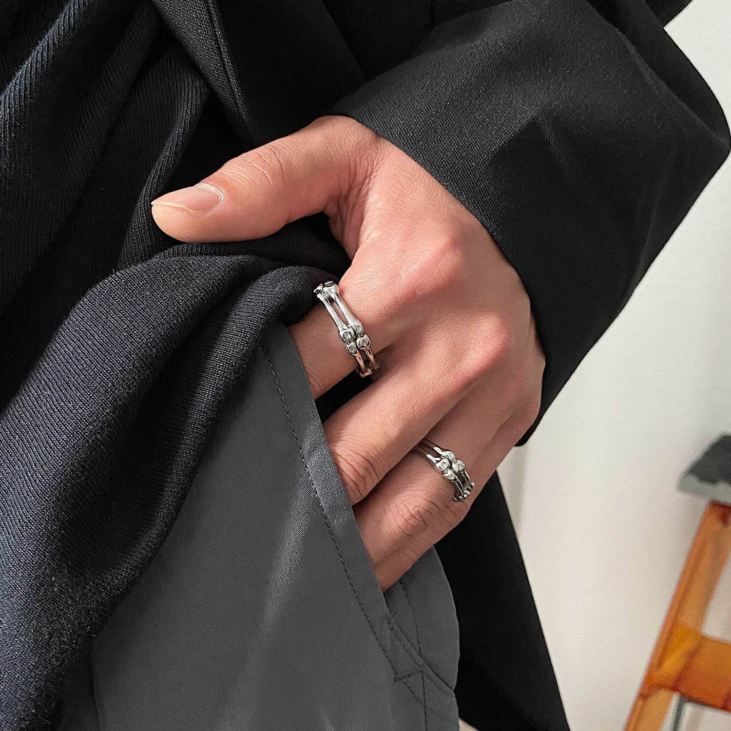 Bone Design Ring Made Of Titanium Steel For Men - Mubimart
