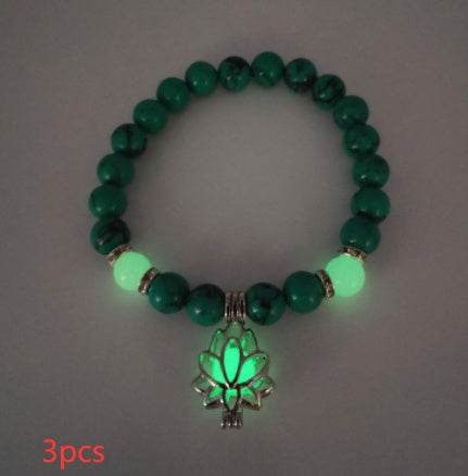 Energy Luminous Lotus Natural Stone Bracelet Yoga Healing Luminous Glow In The Dark Charm Beads Bracelet For Men Women Prayer Buddhism - Mubimart