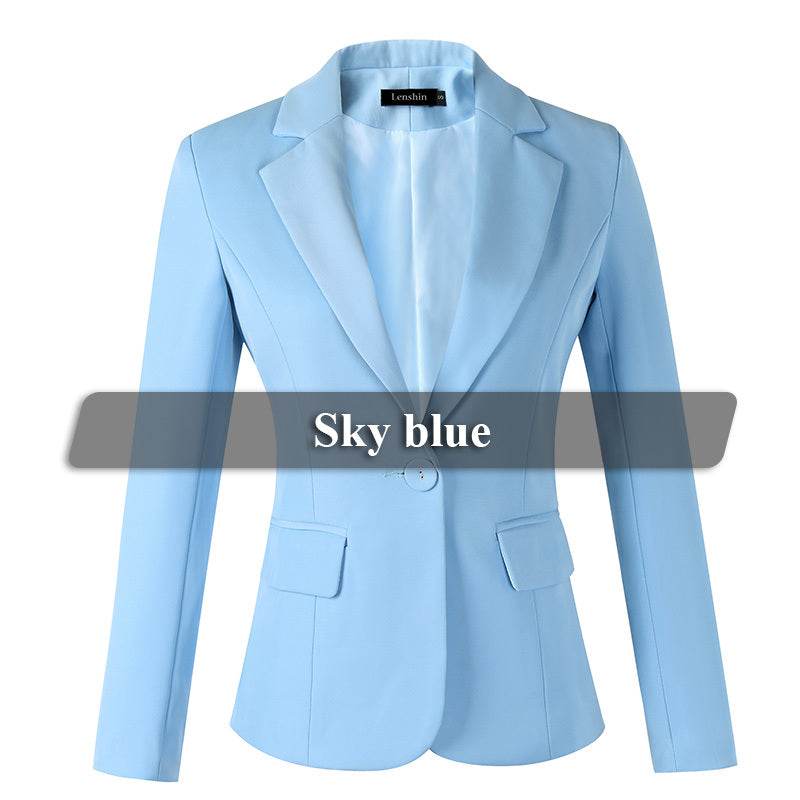 Fashion Work Clothes Plus Size Suits Spring Blue Career - Mubimart