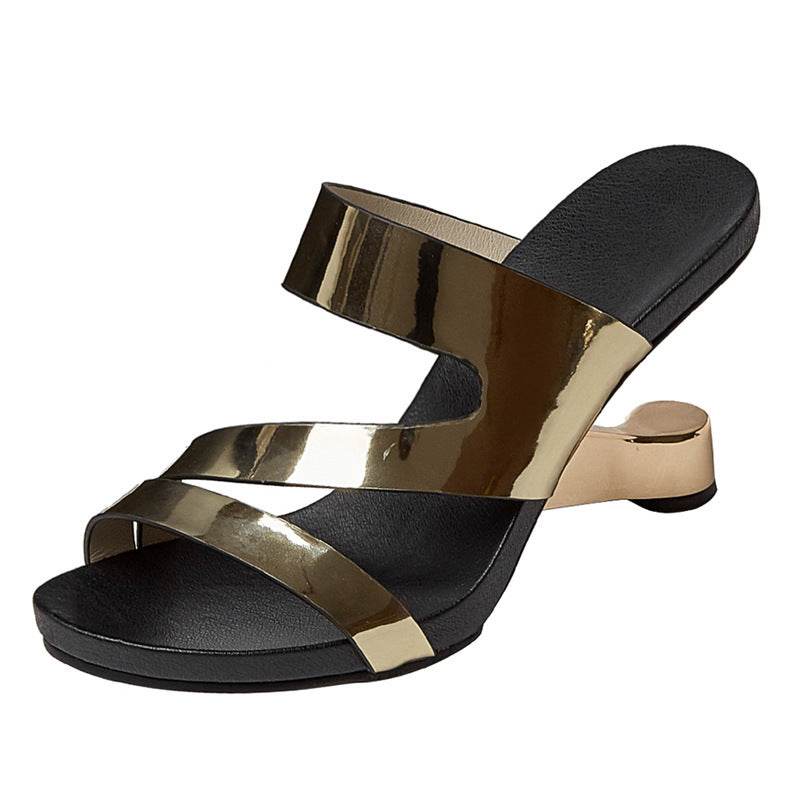 Wedge Slippers Women's Hollow Special Shape High Heels - Mubimart