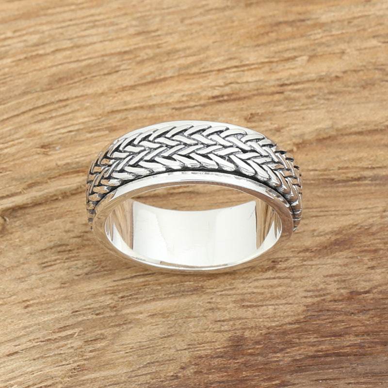Handmade Vintage Thai Silver Personalized Ring Men - Mubimart