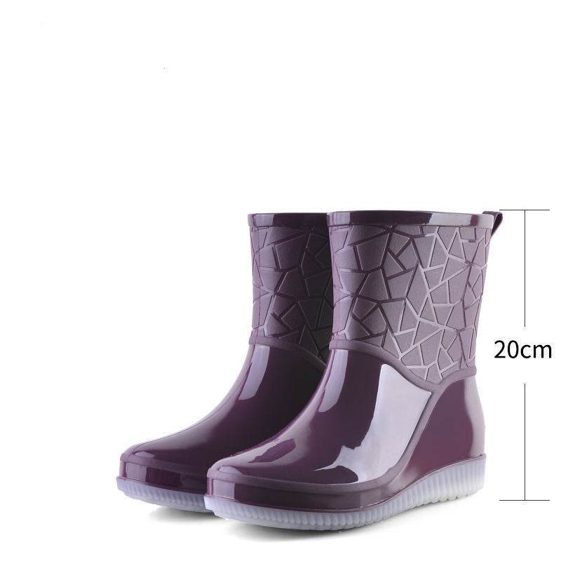 Women's Mid-low Fleece Rain Boots - Mubimart