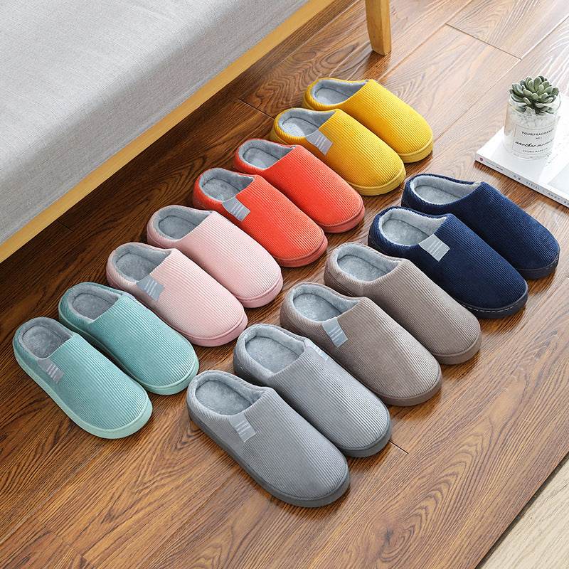 Corduroy Slippers For Women Home Shoes Men Women Couple - Mubimart