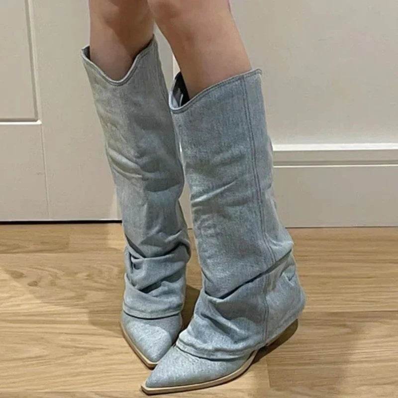 Fashion Retro All-match Cowboy Boot - Mubimart