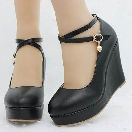 Crystal Queen White Platform Wedges Pumps Women - Mubimart