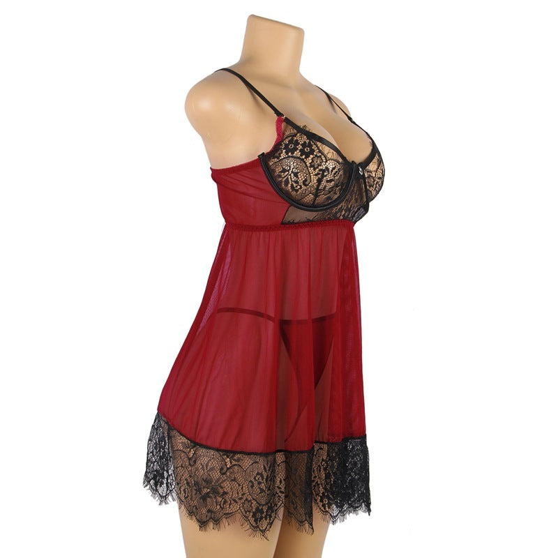 Women's Plus Size Sexy Lingerie Backless Lace Slip Nightdress - Mubimart -  