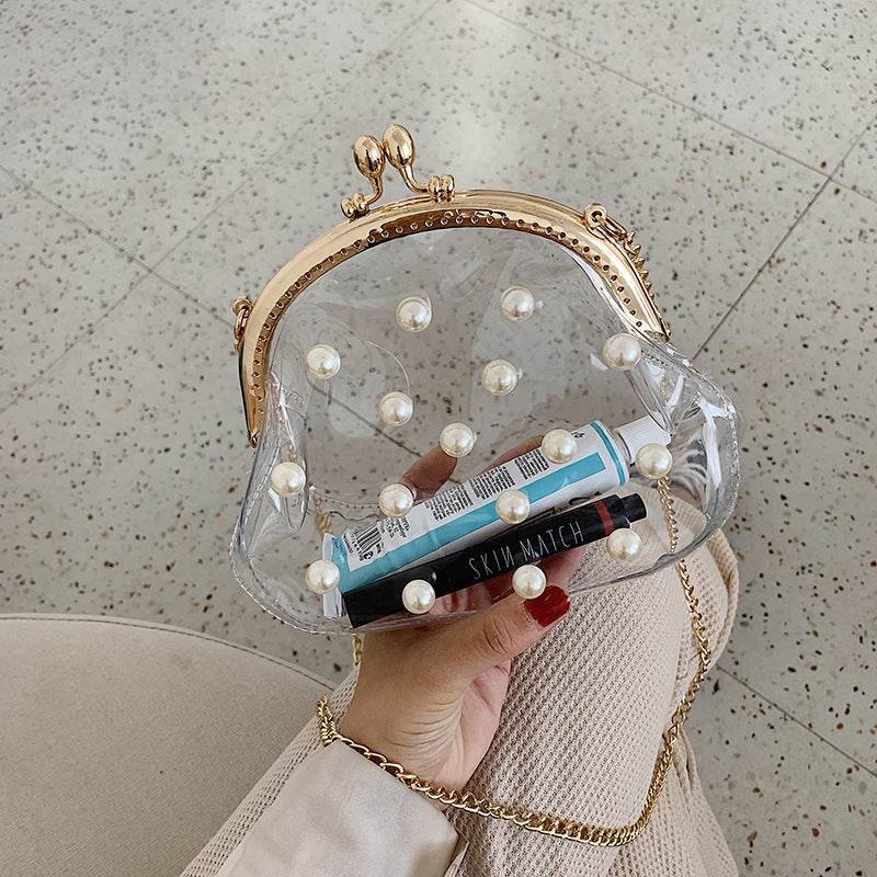 Pearl Jelly Chain Messenger Bag Women - Mubimart