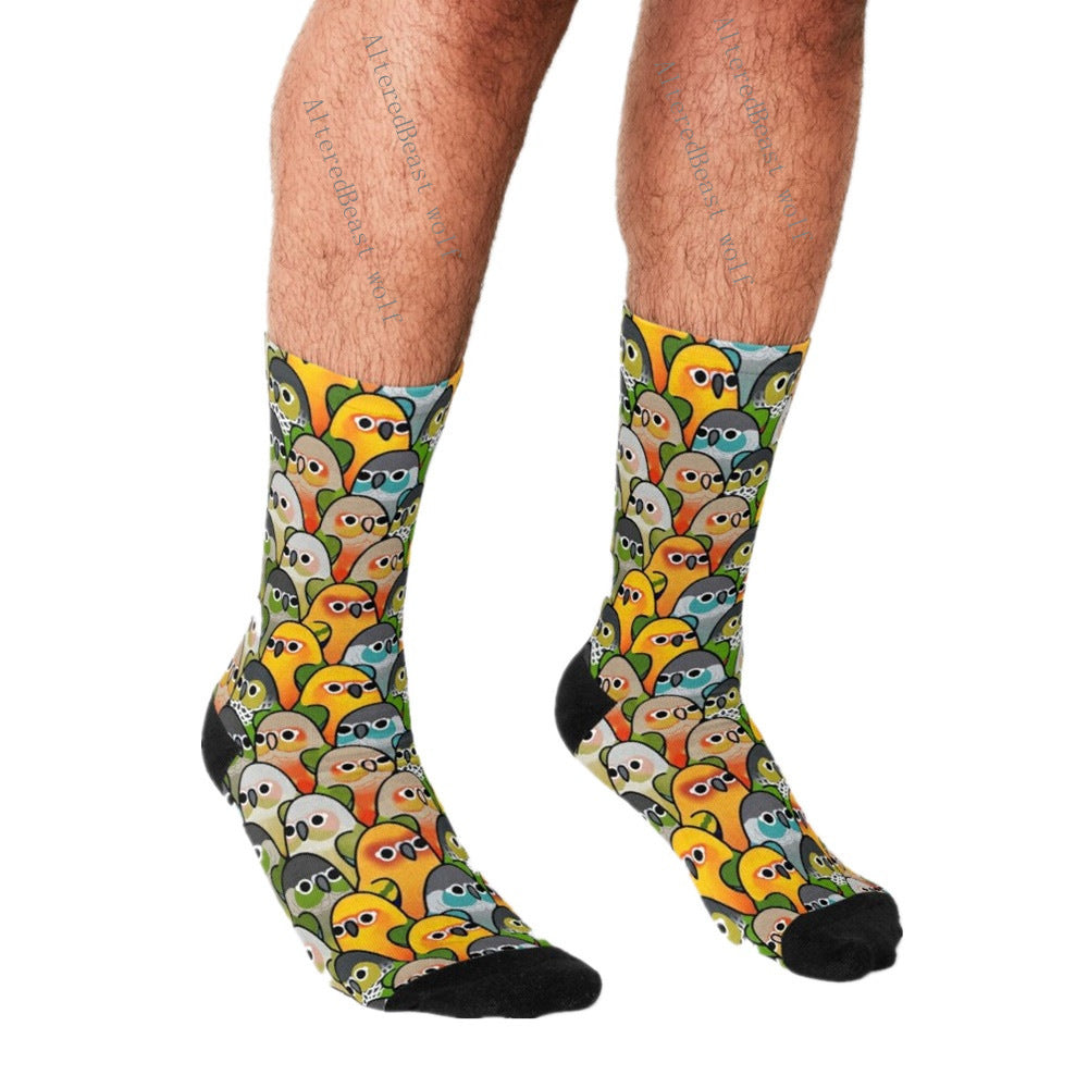 Men's Cartoon Unique Europe And America Cross Border Athletic Socks Digital Printing Lovers' Socks - Mubimart -  