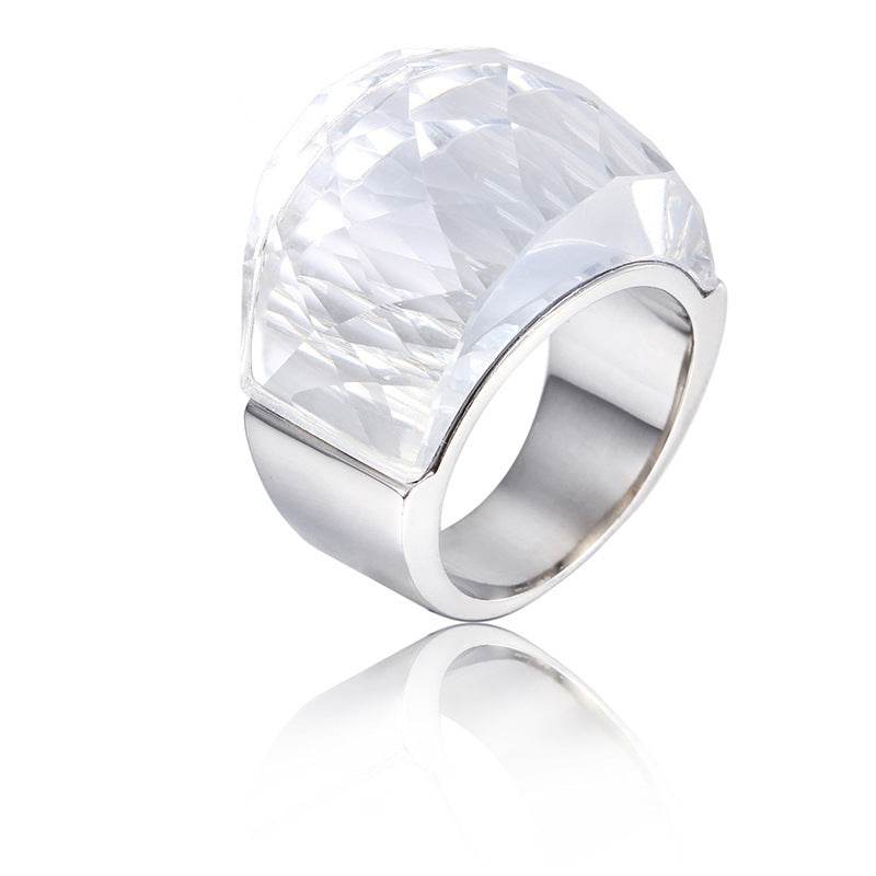 Titanium Steel Crystal Glass Ring For Men And Women - Mubimart