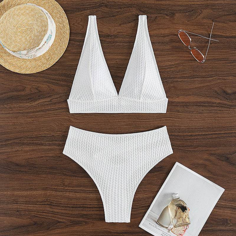 Summer Women's Solid Color Backless Beach Bikini Swimsuit - Mubimart