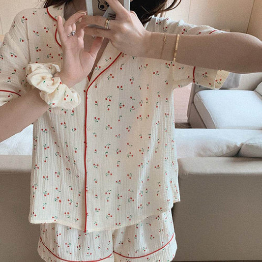 Fashion Short Sleeved Pajama Set - Mubimart