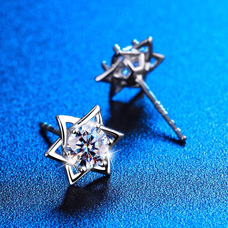 Fashion Hexagram Stud Earrings Women - Mubimart