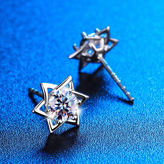 Fashion Hexagram Stud Earrings Women - Mubimart