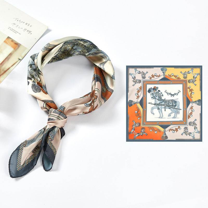 New Simulated Silk Satin Printed Scarves - Mubimart