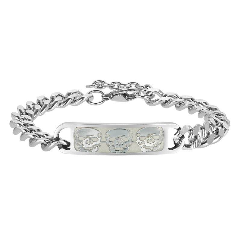 Mens Luminous Skull Titanium Steel Bracelet - Mubimart
