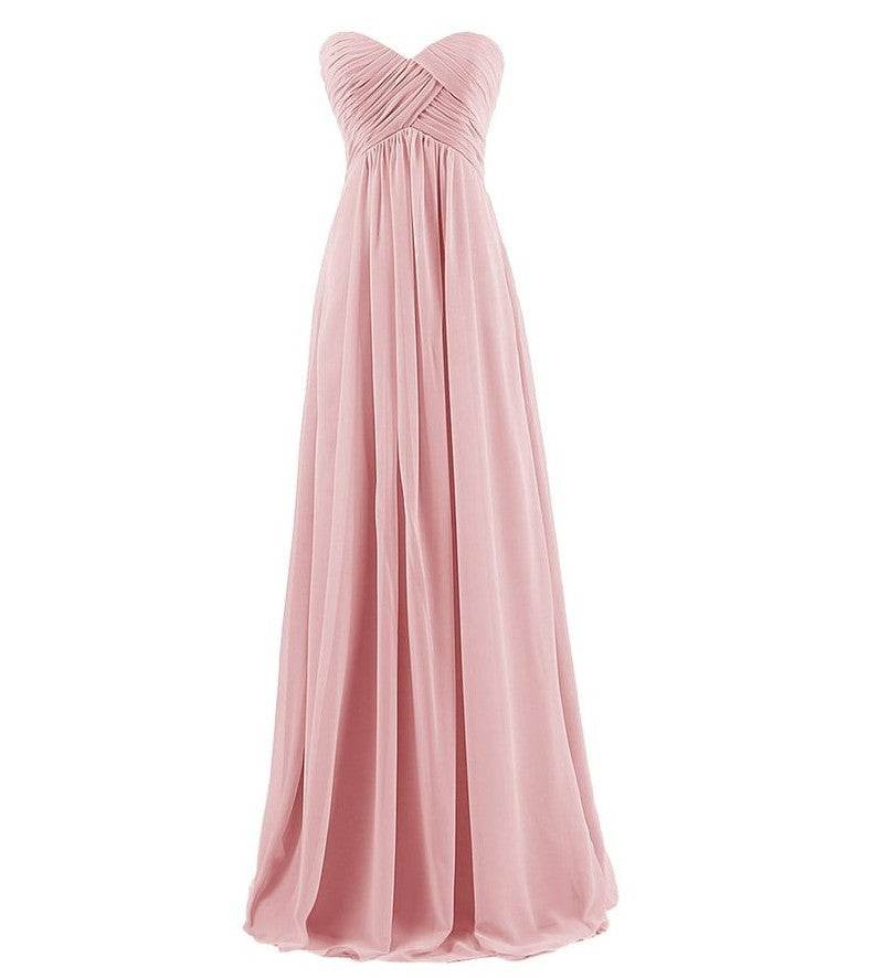 Tube Top Chiffon Long Prom Dinner Dress - Mubimart