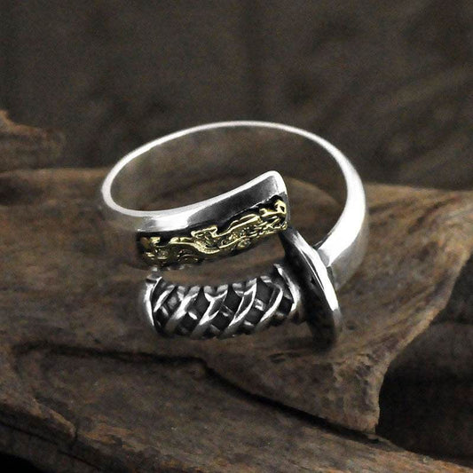 S925 Silver Retro Distressed Ring Men - Mubimart