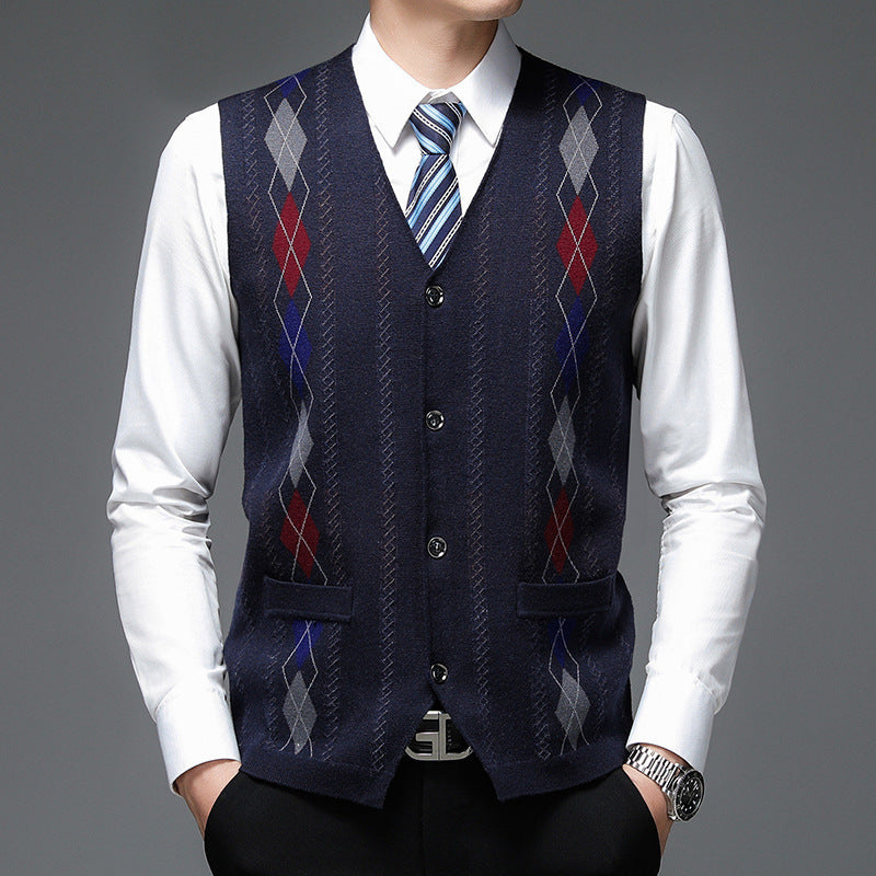 Men's Casual Buckle Knitted Sweater Vest