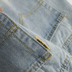 Eisblaue High Street Jeans-Bootcut-Hose im Used-Look