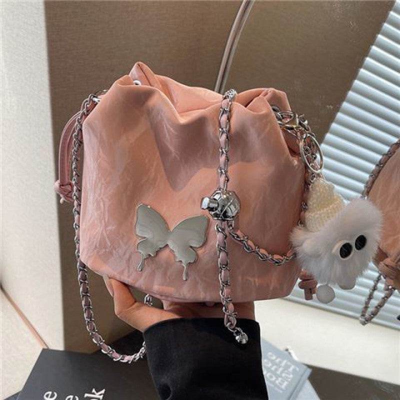 Designer Chain Crossbody Fashion Bucket Bag - Mubimart