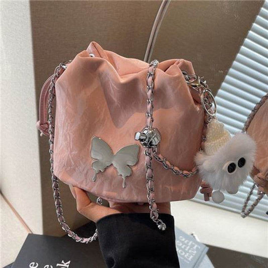 Designer Chain Crossbody Fashion Bucket Bag - Mubimart