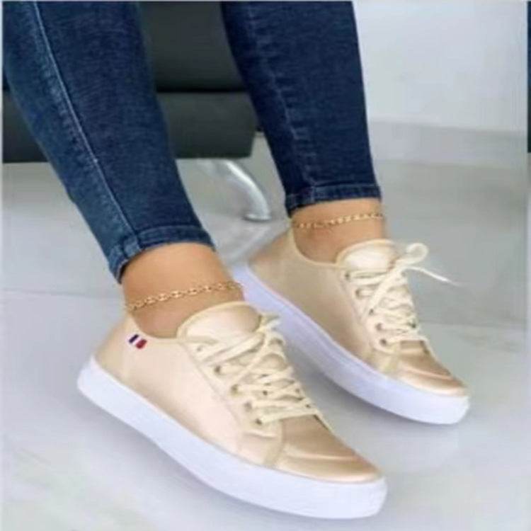 Lace-up Flats Slip On Sneakers Walking Shoes - Mubimart