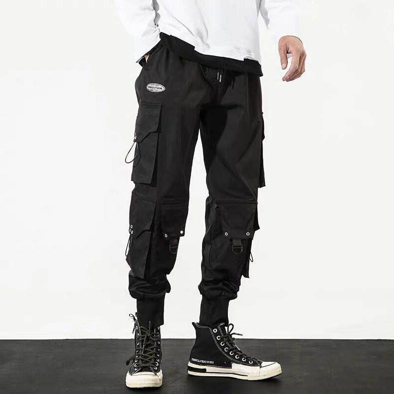 Men's Large Cropped Baggy Cargo Pants - Mubimart