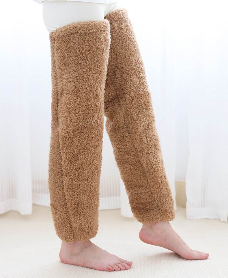 Over Knee High Fuzzy Long Socks Winter Warm Cold Leg Knee Joint Cold-proof Stockings Home Floor Sleeping Socks - Mubimart