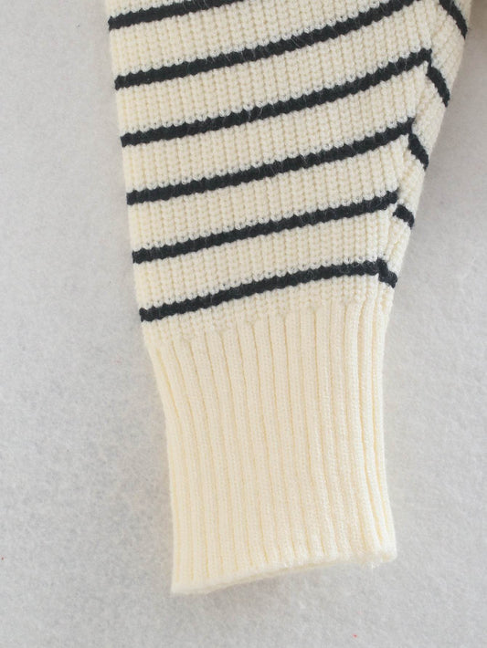 Striped Splicing KnitweMens Cardigans and Zip-up Sweatersar Zip-up Turtleneck Sweater - Mubimart