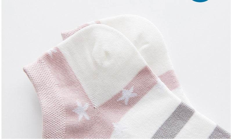 Star Stripe Breathable Low-cut Invisible Cotton Socks - Mubimart