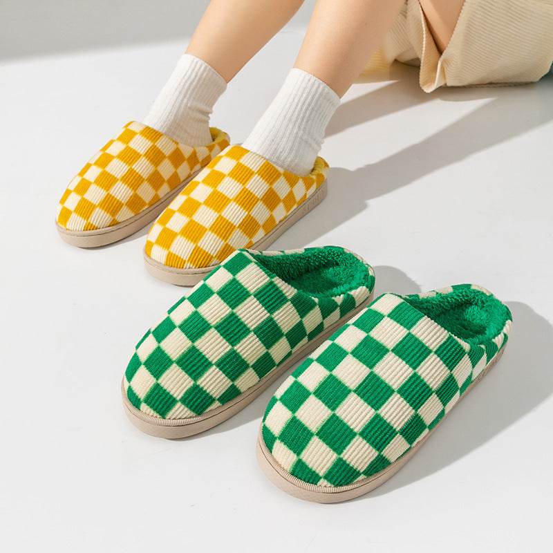 Gradient Slippers Plush Winter Shoes Women House Bedroom Slippers - Mubimart