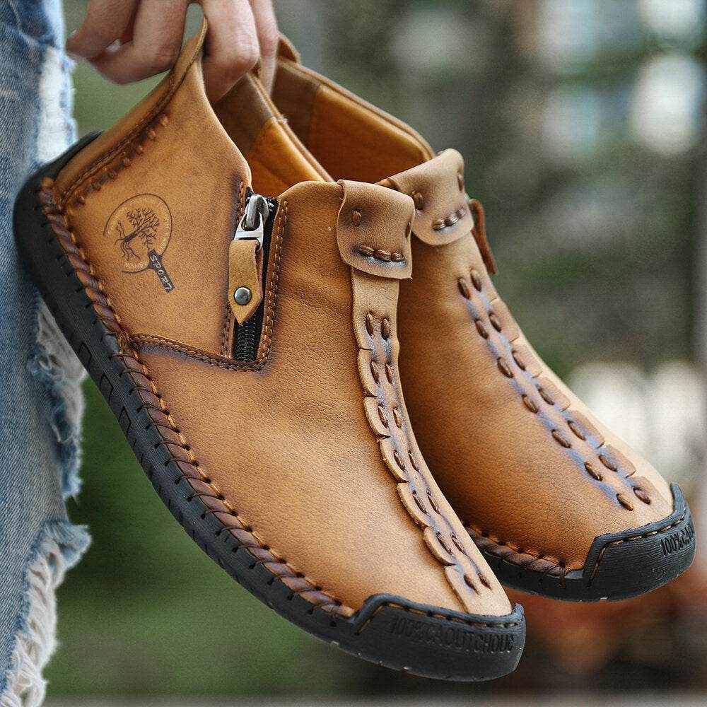 Men Ankle Boots Zipper Outdoor Hiking Shoes - Mubimart