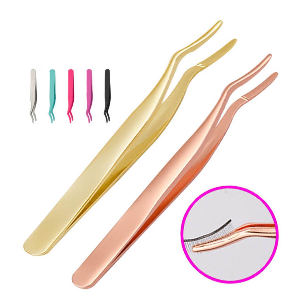 Stainless Steel Eyelash Curler Aid Tweezers - Mubimart